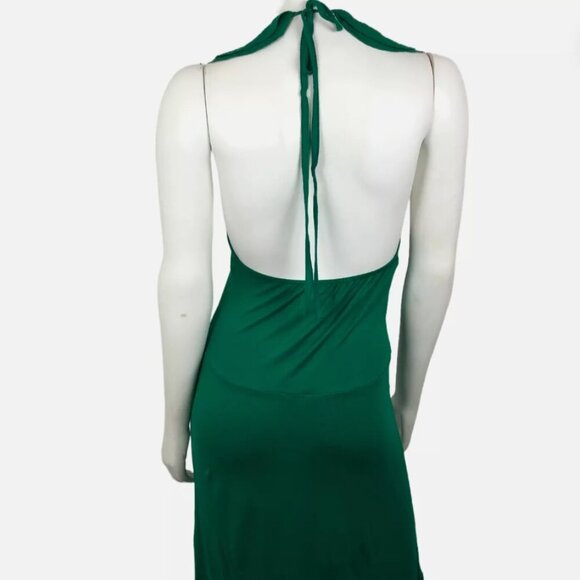 VTG David Bitton Green Halter Summer Dress Ruffles Y2K Sz SP-Retro-Ruffeled-Boho - Picture 2 of 10